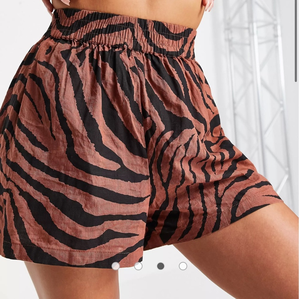 Brown Animal Print Shorts